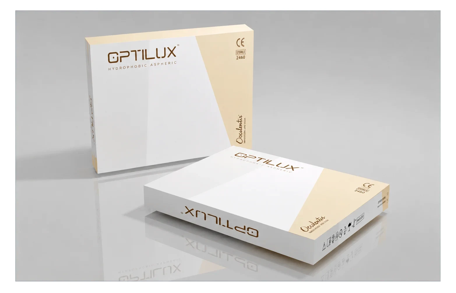 Optilux ophthalmic product box by Oculentis Medical